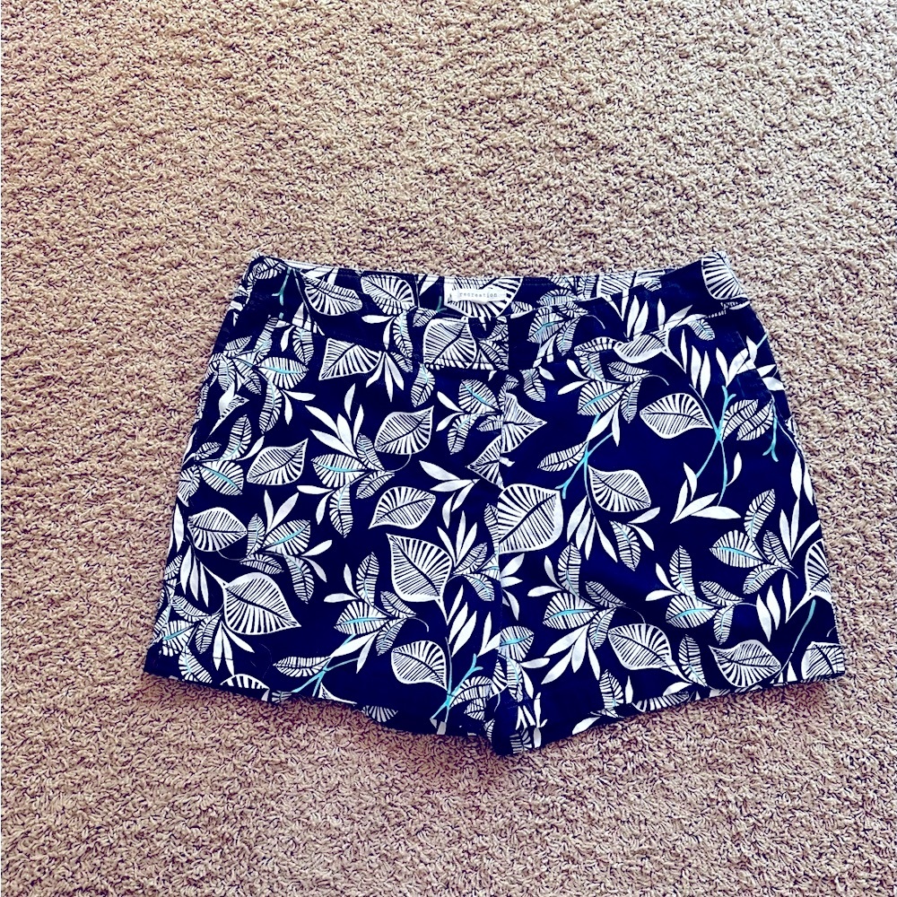 Navy and White Relaxed Fit Bermuda Shorts